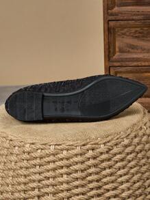 WHDXY 女士一脚蹬平底鞋，时尚百搭韩版尖头休闲船鞋，平底尖头，黑色，柔和的晚间氛围