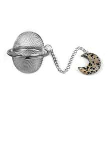 1pc 304 Stainless Steel Tea Infuser With Crystal Stone, Extended Chain Hook, Tea Ball Strainer, For Loose Leaf Tea, Spices, Condiments, Gift For Tea Lovers, Crystal Moon Decor Craft Back To School