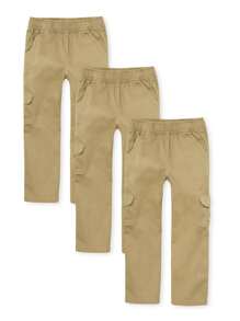 The Children's PLACE Paquete de 3 pantalones cargo de niño con cierre de elástico - LINO - Ver 1