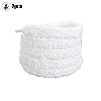 1 Pair Solid Color Fluffy Double-Layer Shoelaces, 1cm Wide, Suitable For Casual, Sports, Basketball Shoes, Skate Shoes