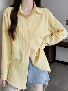 防晒白衬衫 极简法式小码长袖衬衫