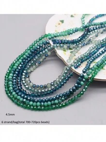 Perline in vetro di cristallo a faccetta Rondelle di circa 4mm, colore di rivestimento, 6 fili / sacchetto, circa 720 pezzi, perline sfuse spaziatrici per la fabbricazione di gioielli fai-da-te, accessori per braccialetti, collane e accessori per abbigliamento