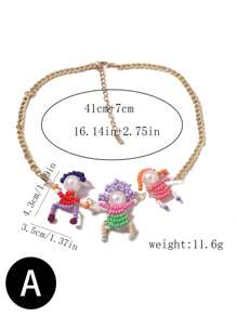 1pc Fun & Fashionable Handmade Beaded 3D Cartoon Figure Necklace/Bracelet For Women