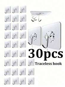 30PCS/200pcs Traceless Adhesive Hooks Strong Load-Bearing Wall Hanging Shelf