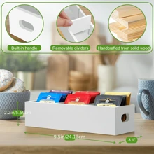 1pc Tea Bag Organizer, Wooden Tea Bag Holder, Tea Storage Containers With 3 Slots, Sugar Packet Holder, Tea Bag Caddy Box For Countertop