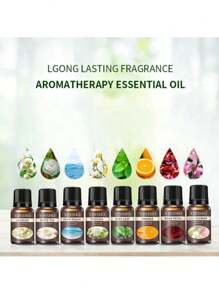 9pcs Fragrance Essential Oils, 8/6/4/2/1pc Fragrance Essential Oils, 10ml Oil-Soluble Essential Oils, Oil-Based Fragrance Pen Refill, Suitable For Scented Candles, Scented Stones, Scented Balm, Scented Bags, Scented Tablets