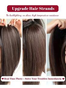 Synthetic Hair Root Pads Invisible Pad High Straight Hair Clip In Hair Extension For Women Wig Fluffy Fake Hairpiece Synthetic Short Straight Patch Hair Pieces Invisible Clip In Hair Extension Fluff Natural Fake Pad Hight Hairpieces