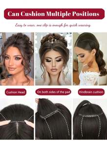 Synthetic Hair Root Pads Invisible Pad High Straight Hair Clip In Hair Extension For Women Wig Fluffy Fake Hairpiece Synthetic Short Straight Patch Hair Pieces Invisible Clip In Hair Extension Fluff Natural Fake Pad Hight Hairpieces