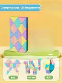 3D Magic Ruler Puzzle Toys, Twist Cube Transforming Puzzle Educational Sensory Toys, STEAM Montessori Foldable Magic Ruler, Children Gift For Boys & Girls - Multicolor - View 14