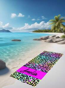 1pc Customized Text & Photo Personalized Beach Towel, Customized Leopard Print Name Beach Blanket, Customized Pool Towel With Name, Outdoor Birthday Holiday Gift Summer Bathroom Decor, Slow Summer Living Travel Essentials Travel Accessories Beach Essentials,Multi-Functional,Durable,Ornamental,Reusable,Exquisite,Stylish,High-Quality,Colorful,Modern,Custom,Personalized,Unique,Ideal Gifts For Him,Ideal Gifts For Her,Boyfriend,Dad,Girlfriend,Mom,Family,Friends,Tea Room,Home,Garden,Office,For Anniversaries,For Valentine's Day,For Mother's Day,For Birthdays,For Father's Day,For Graduation,For Weddings,For Housewarming