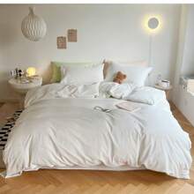 奶白色多巴胺色床上用品-薄款簡約風百搭純色百搭可愛簡約經典多巴胺色床上用品-春夏款-（被套加枕套48*74cm），多規格床品-宿舍，公寓，酒店，民宿。 160*220cm兩件組- 200*230cm三件組- 135*200cm兩件組- 240*220cm三件組 -265*230三件組- 200*200三件組-多色多尺寸 - 乳白色 - 查看 6