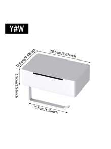 1 pieza Portarrollos de papel higiénico con estante, caja de almacenamiento de toallitas para el baño, portarrollos de papel higiénico, dispensador de pañuelos montado en la pared, estante colgante de almacenamiento de papel para el baño, accesorios de baño, estante de almacenamiento de papel higiénico montado en la pared