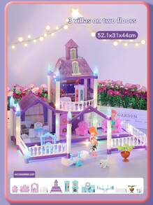 DIY女王公主屋女孩假装玩塑料亲子互动玩具套装拼装积木多场景紫色仿真家庭小夜灯城堡别墅家居摆件配件颜色随机不包邮 - 彩色 - 查看 18