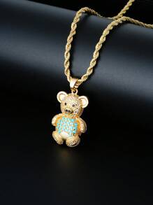 1 件金色時尚時尚銅小熊吊墜項鍊配方晶鋯石 - 金黃色 - 查看 9