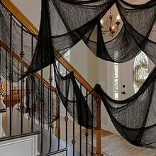 1 szt. Czarna, upiorna, tajemnicza tkanina, dekoracja na Halloween, odpowiednia na imprezę Halloween, imprezę noworoczną i inne imprezy