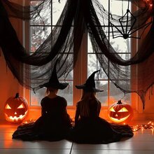 1 szt. Czarna, upiorna, tajemnicza tkanina, dekoracja na Halloween, odpowiednia na imprezę Halloween, imprezę noworoczną i inne imprezy