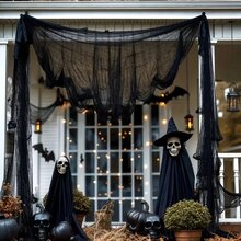 1 szt. Czarna, upiorna, tajemnicza tkanina, dekoracja na Halloween, odpowiednia na imprezę Halloween, imprezę noworoczną i inne imprezy