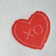 1pc, 34x75cm Coral Fleece Valentine's Day Theme Embroided XO Hearts Hand Towel For Kitchen Bathroom Decoration Summer Back To School