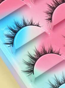 5Pairs CC Curl Natural Cross Full False Eyelashes,Manga Lashes Faux Mink Eyelashes Colorful Tray Cat Eye Eyelashes Natural Full False Eyelashes Volumized Eyelash ExtensionThick Curling Fluffy Eyelashes For Party Use Manga Eyelashes, Travel Essentials, Ideal For Cosplay Anime & Fairy Look Lovers - 黑色 - 查看 2