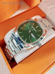 1 pièce Montre-bracelet étanche en acier inoxydable pour homme, cadran blanc/vert/noir, mouvement à quartz, style décontracté et d'affaires, grand cadran de haute qualité, convient pour les réunions, le travail, les cadeaux