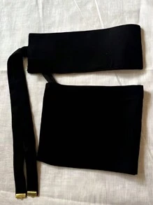 1pc Soft Solid Color Chiffon Decorated With Tie-Up Face Veil, Flexible Fastener Conservative Arabian Style Modest Veil, Suitable For Daily Use, Black Veiled Clothes,Abayas Accessories Soft Hijab
