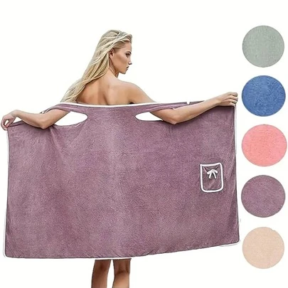 1pc Wearable Bath Towel, Cute Bow Soft Shower Skirt For Women, Adjustable Bath Robe With Pocket For Home And Travel, Bathroom Accessories, Sauna Kilt Spa Sauna Wrap For Women, Bathroom Accessories Home Bathroom Decor Fall Decor Back To School For Beauty Salon Home Bathroom Shower Towels For Beauty Salon, Hotel Sports,Home Essentials, Towel, Skin Care Bath Towel Sheet