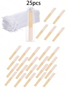 1件/5件/10件/15件/25件白色折扇袋套装，白色带透明袋折扇，白色手扇，透明袋，竹制手持折扇 - 彩色 - 查看 14