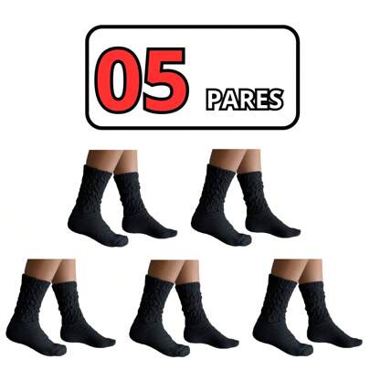 Meia Feminina Academia Kit 05 pares Academia Algodão Exercícios Corrida Fitness Cano Longo Confortável Colorida Qualidade