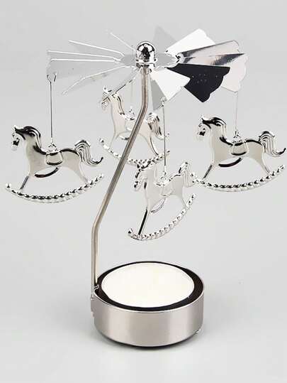 1 件旋转木马烛台，铁质旋转风铃烛台装饰，烛杯