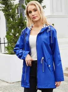Spring And Autumn Long-Sleeved Women Waterproof And Windproof Windbreaker With Hood For Outdoor Activities