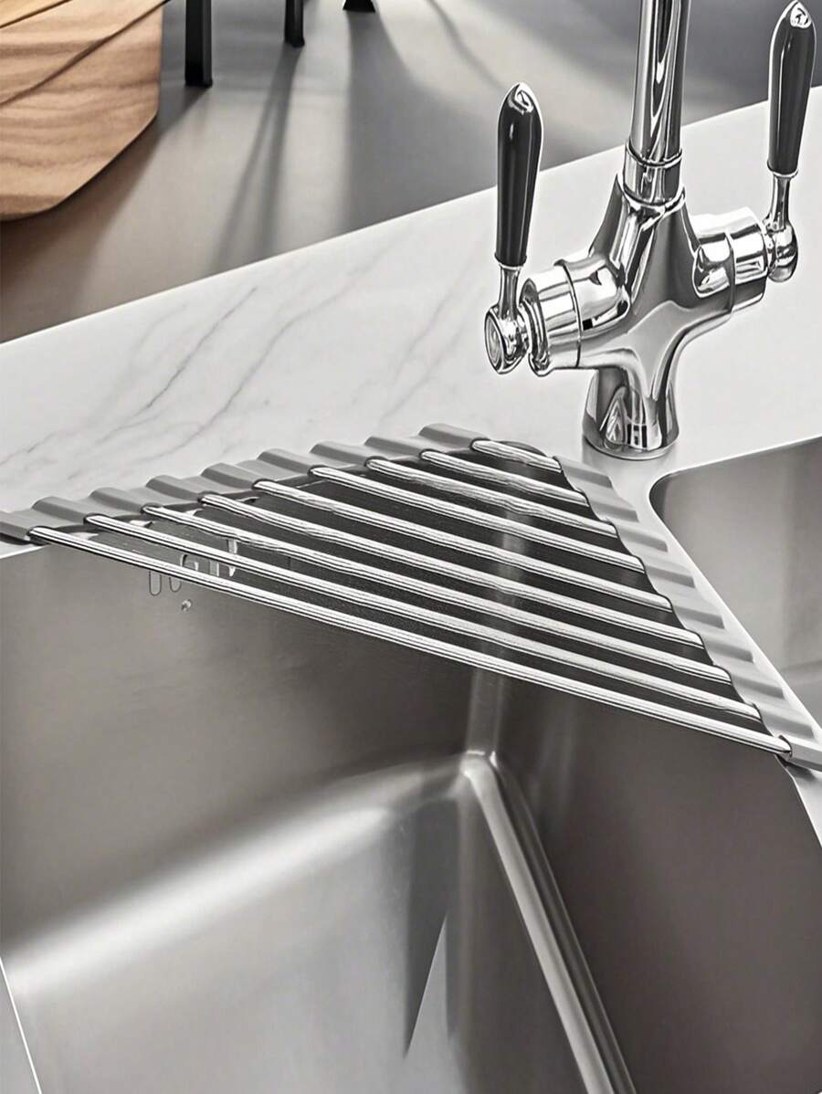 Triangular Stainless Steel Storage Rack, Foldable Dishwashing Sink ...