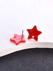 20pcs Geometric Star Shaped Transparent Shiny Sequins Multicolor Acrylic Earring Studs, DIY Jewelry Making Earring Components Accessories