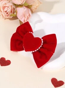 2 件装心形图案发饰 女士女孩红色天鹅绒蝴蝶结鳄鱼夹 可爱秋冬发夹 日常女孩辫子蝴蝶结发夹 女士发饰 - 純色 - 查看 6