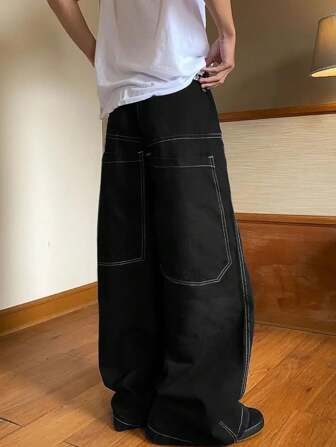 GlobeSwift Men's Loose Fit Wide Leg Jeans