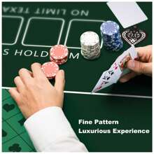 1 件装德州扑克桌垫，47 英寸 x 24 英寸二十一点游戏垫，带便携包，防水专业扑克垫，防滑橡胶底，筹码托盘，适合后院纸牌游戏，可折叠赌场桌垫，最多可供 10 位玩家游戏之夜使用 - 彩色 - 查看 10