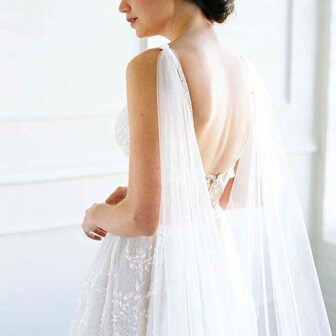 1 st vit minimalistisk chiffongbrudsjal, extra lång slöja, avtagbar bröllopsaccessoar, kan använda hårtork för att minska rynkor höstkläder för kvinnor