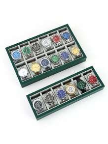 Hộp đựng đồng hồ bằng da PU 6/12/24/30 ngăn, màu xám/xanh lá cây, dung tích lớn, dùng để trưng bày và cất giữ đồng hồ. - Xám - Xem 9