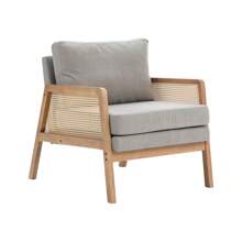 Living And Home Cushioned Wood Armchair - Light Grey - View 10