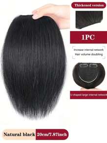 Synthetic Hair Root Pads Invisible Pad High Straight Hair Clip In Hair Extension For Women Wig Fluffy Fake Hairpiece Synthetic Short Straight Patch Hair Pieces Invisible Clip In Hair Extension Fluff Natural Fake Pad Hight Hairpieces