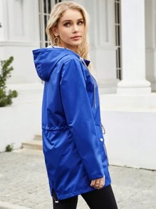 Spring And Autumn Long-Sleeved Women Waterproof And Windproof Windbreaker With Hood For Outdoor Activities