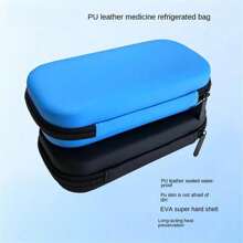 Bolsa enfriadora portátil de insulina con tamaño mini para pluma de insulina y bolsa con cremallera resistente al agua y a la presión de PU y EVA con 2 paquetes de hielo para insulina, los estilos de los paquetes de hielo se envían al azar