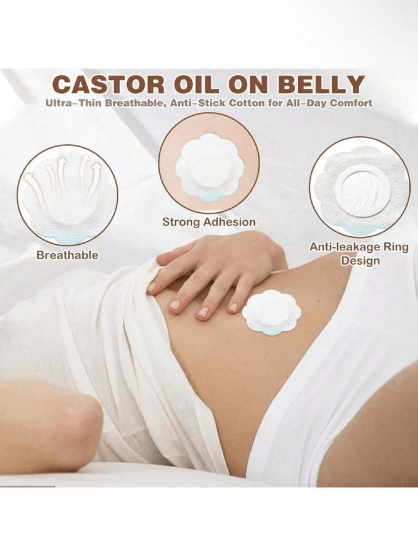 20Pcs Castor Oil Pack Wrap, Castor Oil Patches For Belly Button, Self