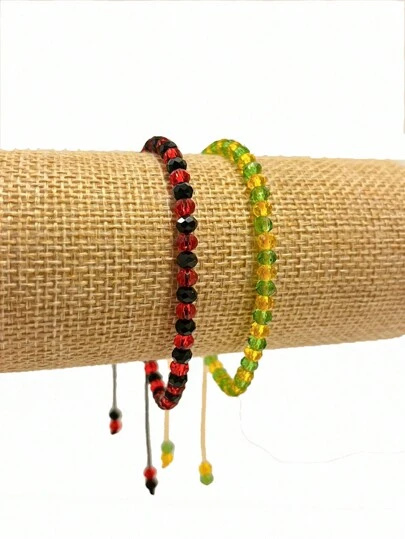 PULSERA ORULA Y ELEGGUA SANTERIA CUENTAS CHICAS DE CRISTAL