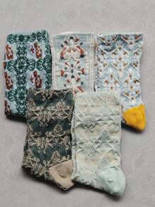 5 Pairs Vintage Mid-Calf Socks For Women, Versatile Short Socks, Low-Cut Retro Design, Suitable For Students In Autumn/Winter