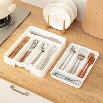 1pc Kitchen Drawer Organizer Cutlery Utensil Storage Box, Separated Compartments For Knives, Forks, Spoons