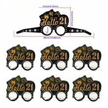 6pcs/Set Gold & Black Birthday Party Glasses For 18th/20th/21st/30th/40th/50th/60th/70th Birthday Photo Props, Suitable For Birthday Parties, Anniversary Celebrations, And Gatherings