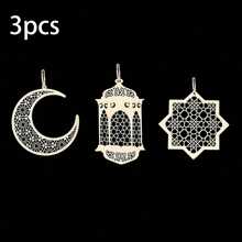 3/6pcs Beige Wooden Crafts Holiday Decorative Lanterns, Star, Floral, Hexagon Moon, DIY Decoration, Wooden Hanging Ornaments, Holiday Decoration, Home, Indoor, Outdoor, Yard Decor, Home Decor, Room Decor, Wall Decor Gifts Birthday Graduation E-I-D - Multicolor - View 7