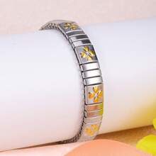 1 件时尚不锈钢弹力意大利手链，多种图案，适合男士和女士 - 彩色 - 查看 16