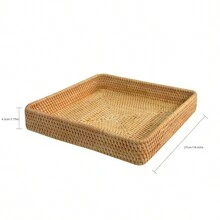 编织面包篮，家用零食水果盘桌面编织收纳篮，方形收纳篮，方形托盘，食物收纳篮，首饰托盘
