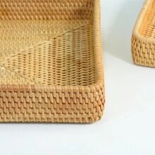 编织面包篮，家用零食水果盘桌面编织收纳篮，方形收纳篮，方形托盘，食物收纳篮，首饰托盘
